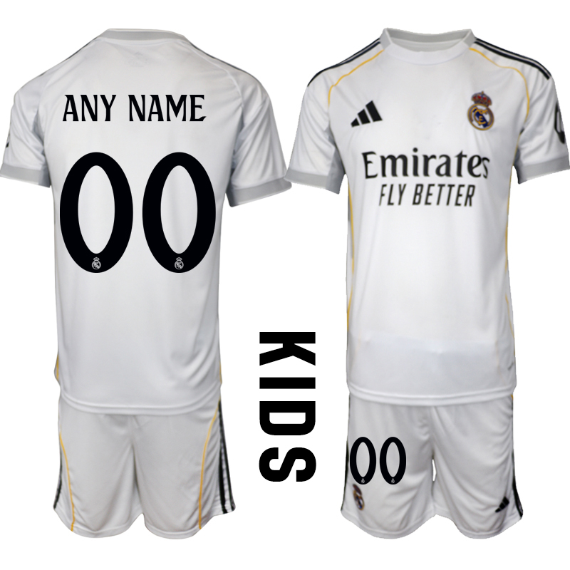 Youth 2025-2026 Club Real Madrid home White customized Soccer Jersey->youth soccer jersey->Youth Jersey